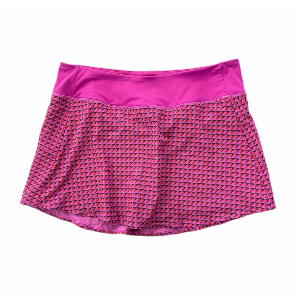 Addison Bay Everyday Bright Pink Geometric Athletic Tennis Workout Skort Skirt